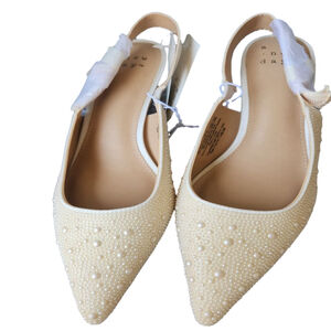 A New Day Ivory Pearl Embellished Slingback Milan Heels